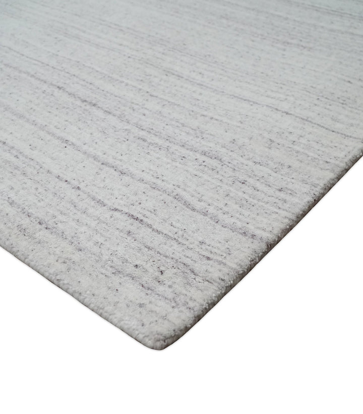 Shaded Solid White and Purple Scandinavian 5x7 Blended Wool Flatwoven Area Rug | HL27 - The Rug Decor