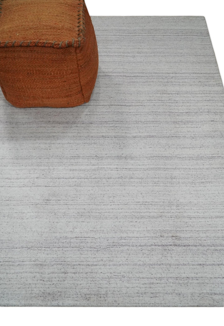 Shaded Solid White and Purple Scandinavian 5x7 Blended Wool Flatwoven Area Rug | HL27 - The Rug Decor