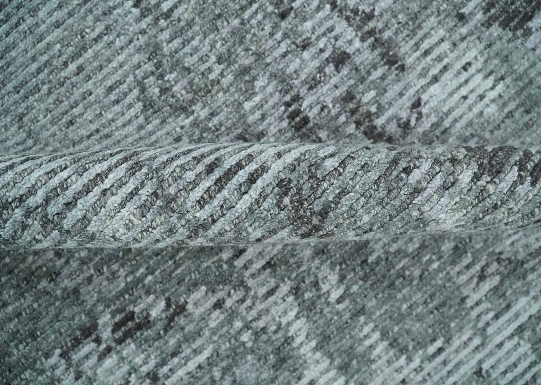 Silver and Charcoal Rug 8x10 Hand Woven Abstract Area Rug - The Rug Decor