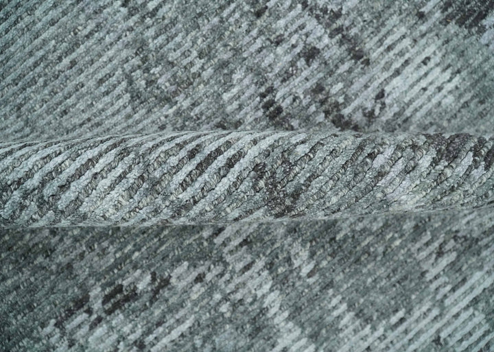 Silver and Charcoal Rug 8x10 Hand Woven Abstract Area Rug - The Rug Decor