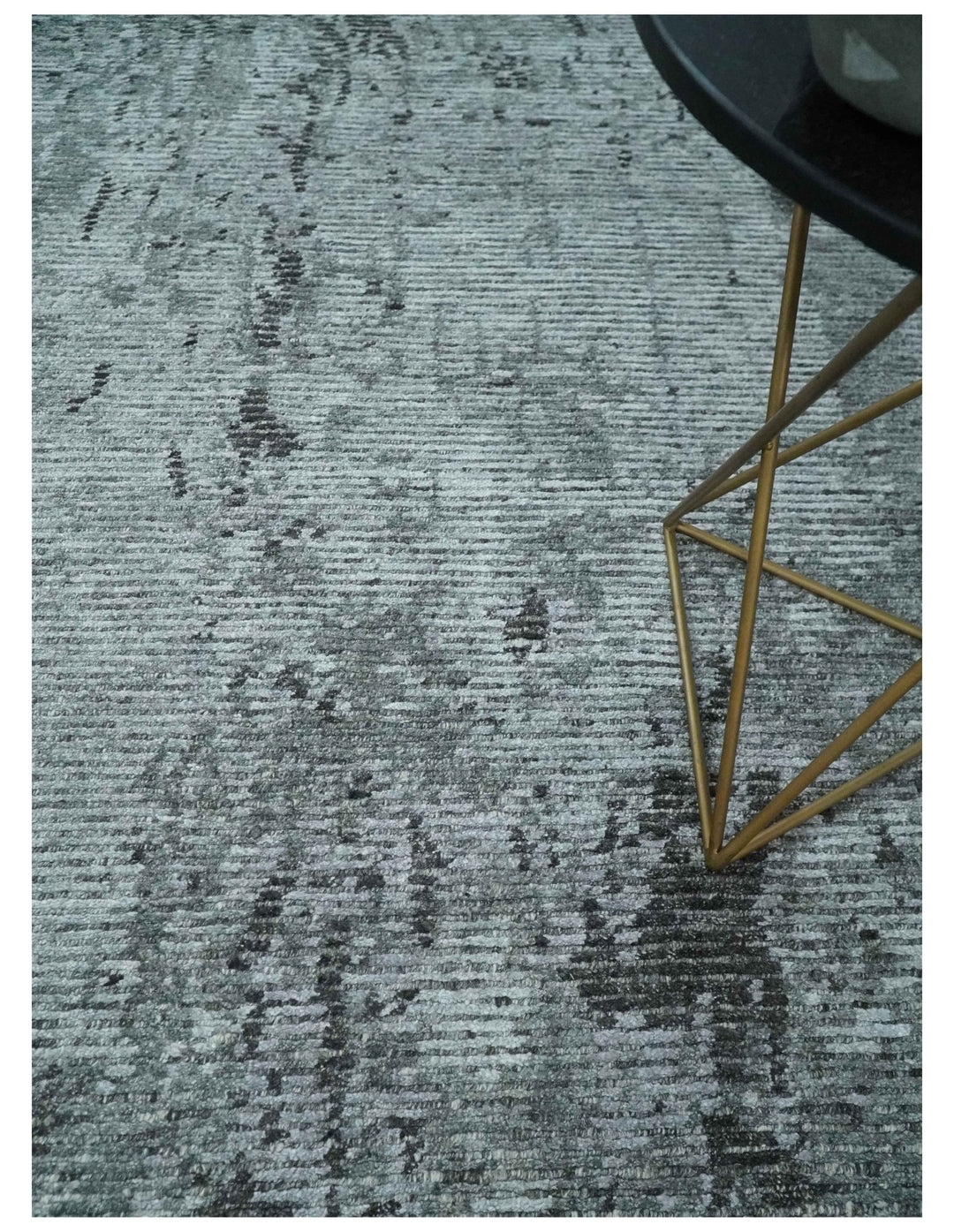 Silver and Charcoal Rug 8x10 Hand Woven Abstract Area Rug - The Rug Decor