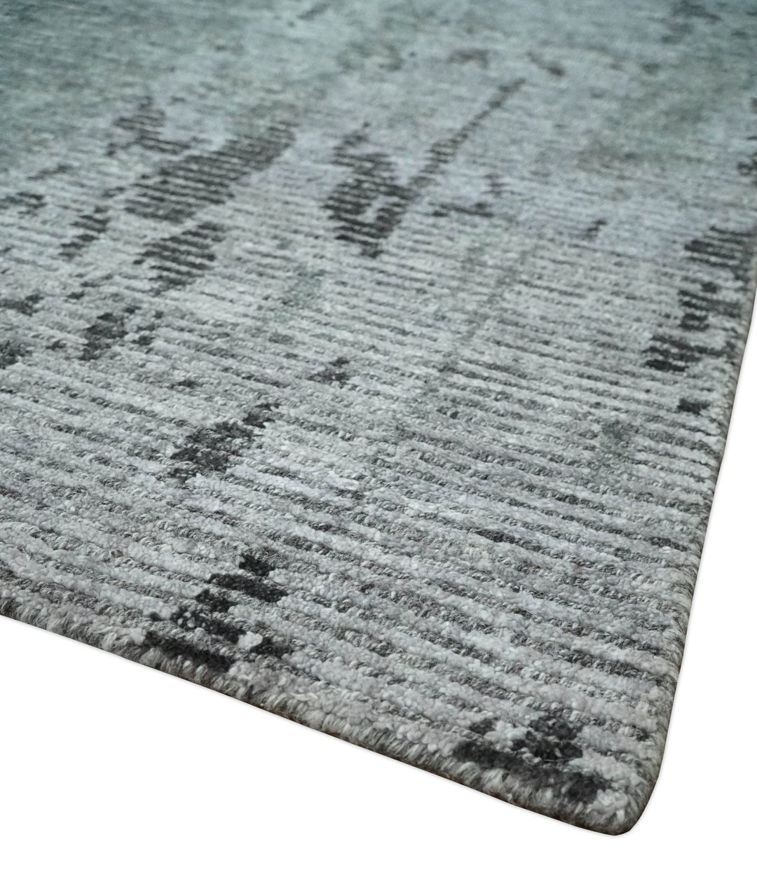 Silver and Charcoal Rug 8x10 Hand Woven Abstract Area Rug - The Rug Decor