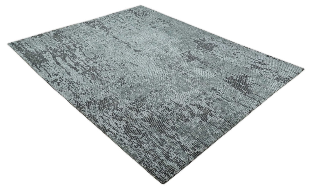 Silver and Charcoal Rug 8x10 Hand Woven Abstract Area Rug - The Rug Decor