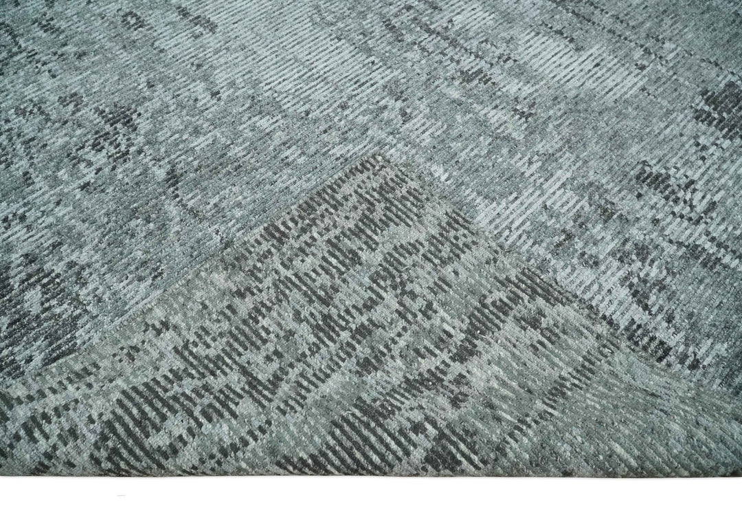 Silver and Charcoal Rug 8x10 Hand Woven Abstract Area Rug - The Rug Decor