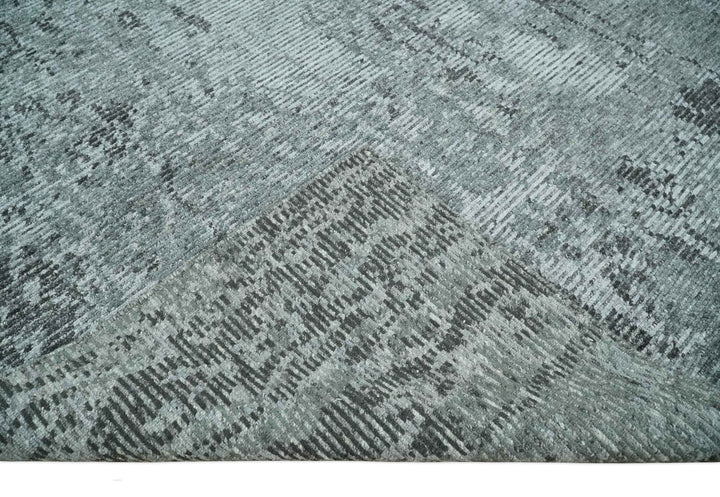 Silver and Charcoal Rug 8x10 Hand Woven Abstract Area Rug - The Rug Decor