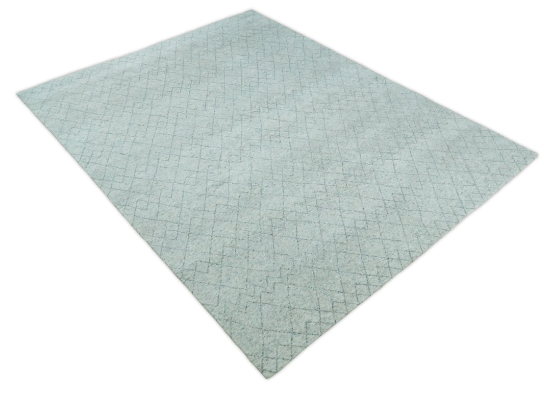 Silver and Gray Hand Woven 9x12 Trellis Moroccan Rug Made with Fine Wool | TRDCP101912 - The Rug Decor