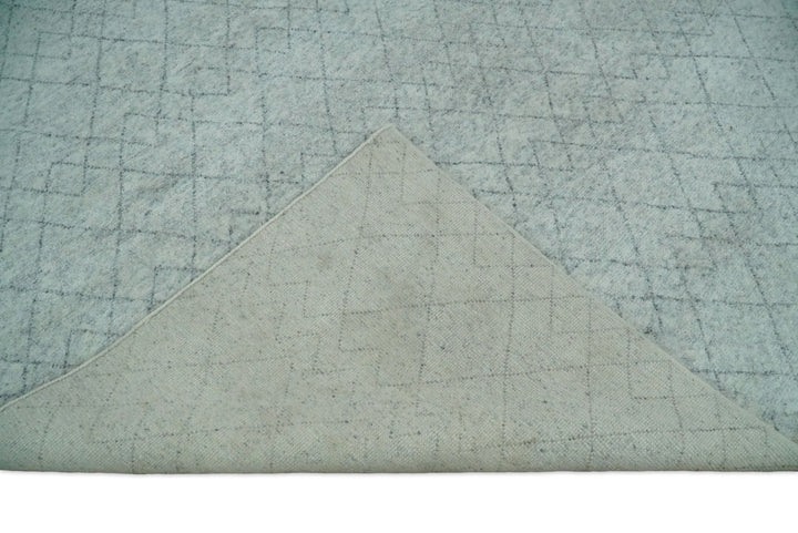 Silver and Gray Hand Woven 9x12 Trellis Moroccan Rug Made with Fine Wool | TRDCP101912 - The Rug Decor