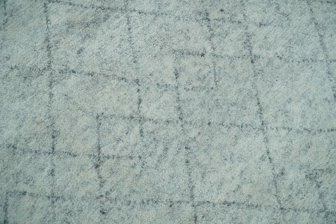 Silver and Gray Hand Woven 9x12 Trellis Moroccan Rug Made with Fine Wool | TRDCP101912 - The Rug Decor