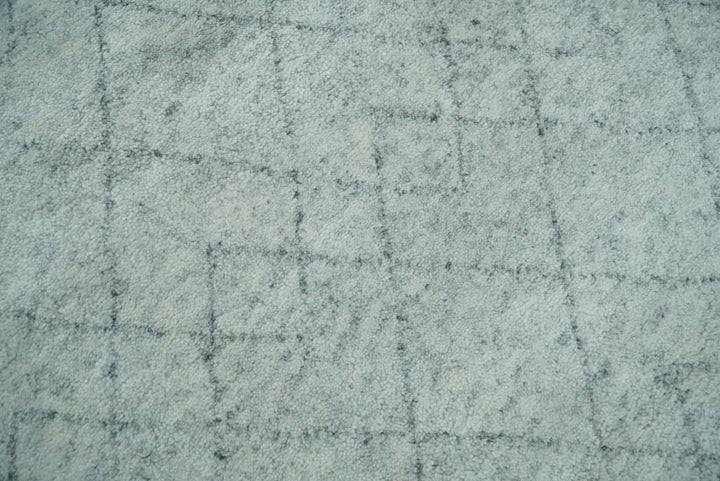 Silver and Gray Hand Woven 9x12 Trellis Moroccan Rug Made with Fine Wool | TRDCP101912 - The Rug Decor