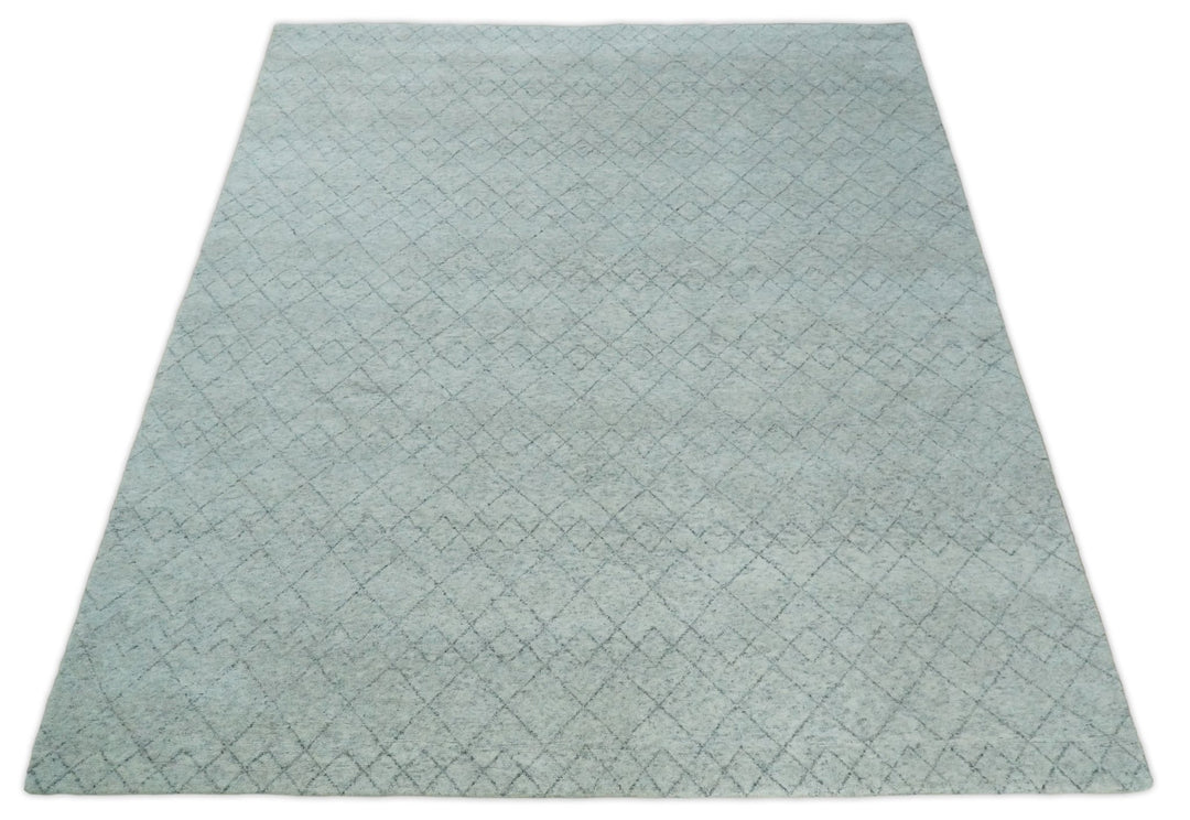 Silver and Gray Hand Woven 9x12 Trellis Moroccan Rug Made with Fine Wool | TRDCP101912 - The Rug Decor