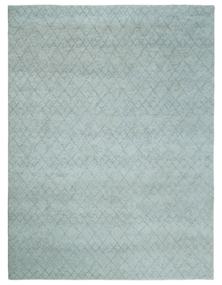 Silver and Gray Hand Woven 9x12 Trellis Moroccan Rug Made with Fine Wool | TRDCP101912 - The Rug Decor