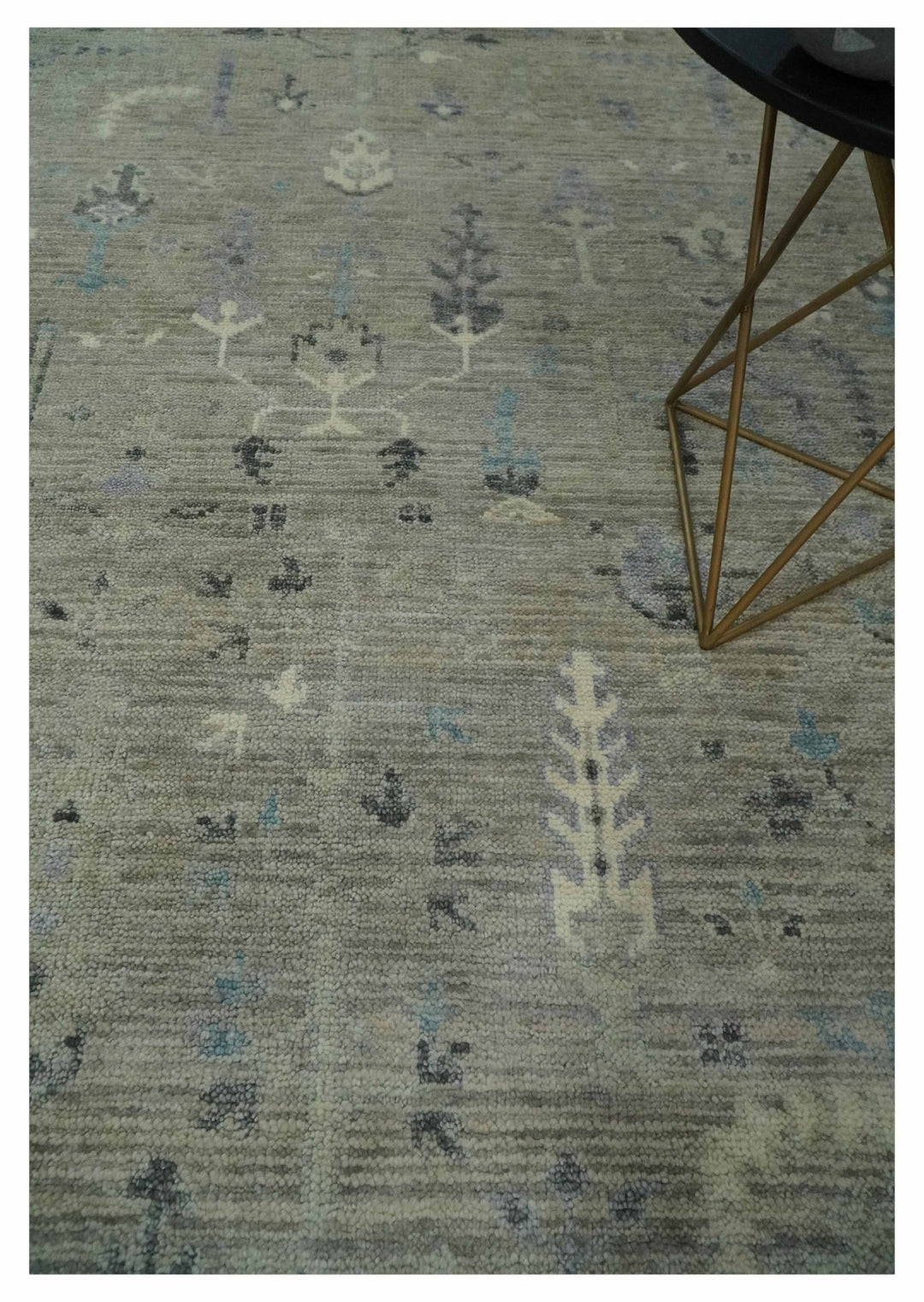 Silver and Olive 8x10 Antique Hand Knotted Turkish Design Area Rug - The Rug Decor