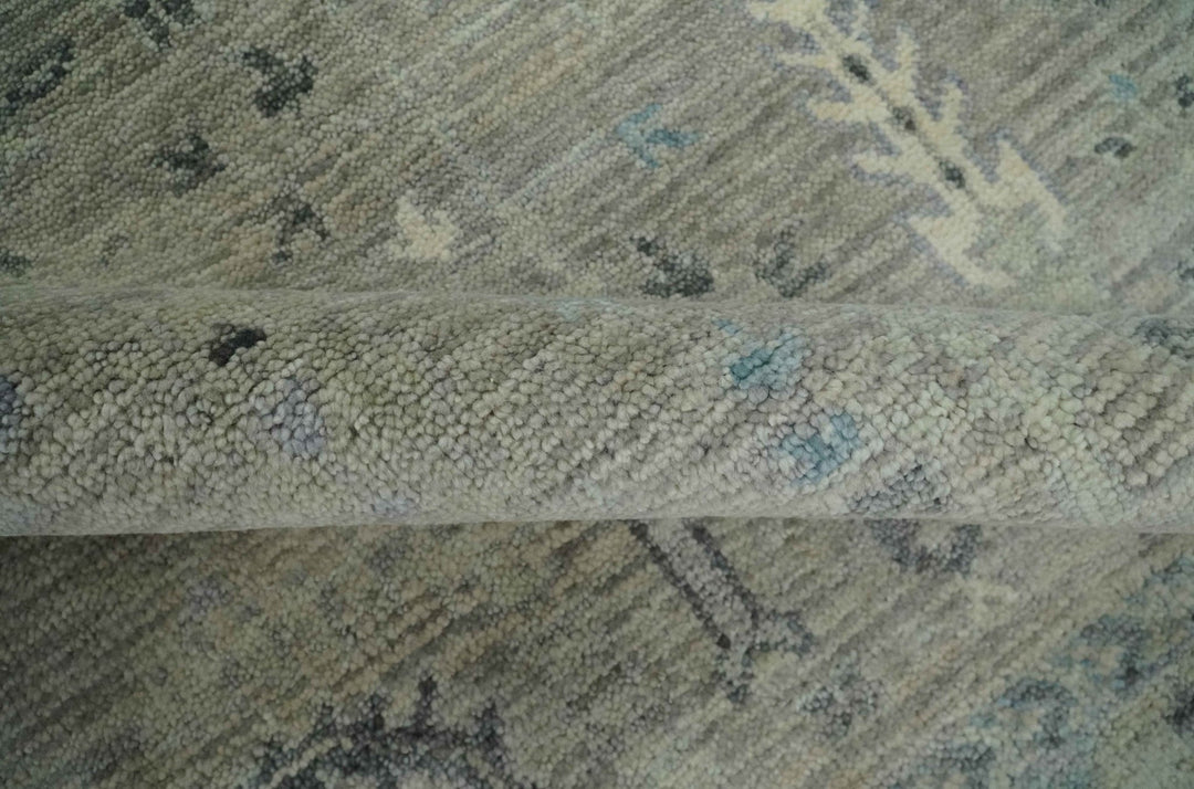Silver and Olive 8x10 Antique Hand Knotted Turkish Design Area Rug - The Rug Decor