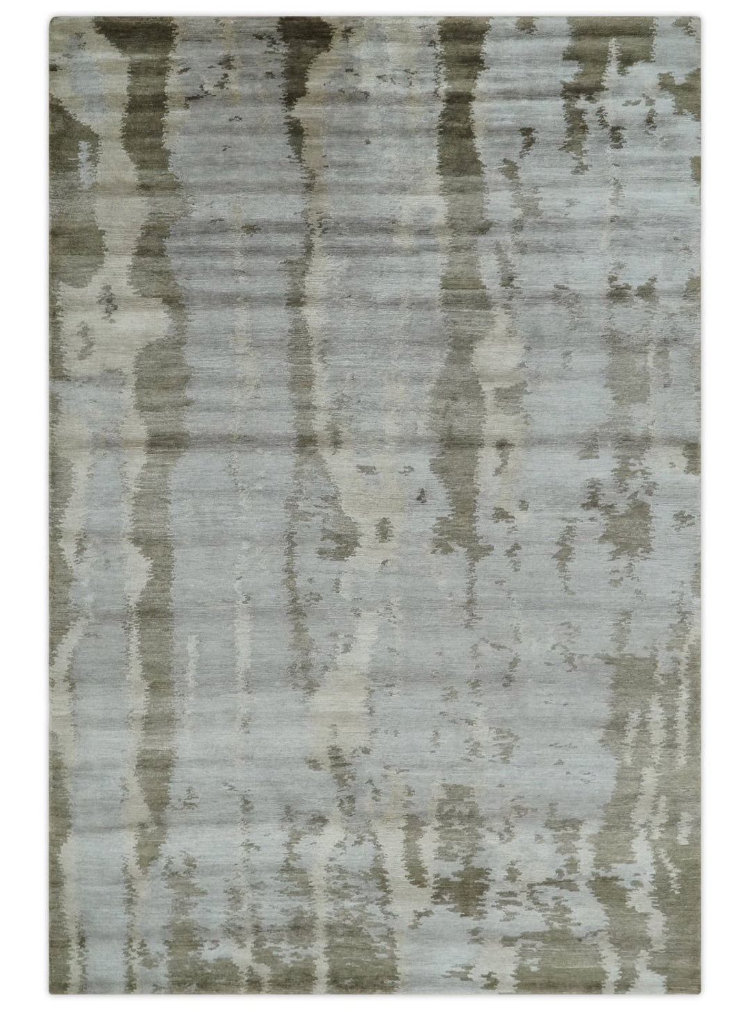 Silver, Beige and Gray Modern Abstract Hand knotted 6x9 Bamboo Silk Area Rug - The Rug Decor