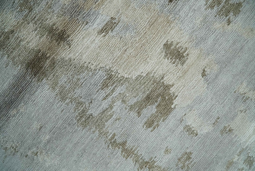 Silver, Beige and Gray Modern Abstract Hand knotted 6x9 Bamboo Silk Area Rug - The Rug Decor