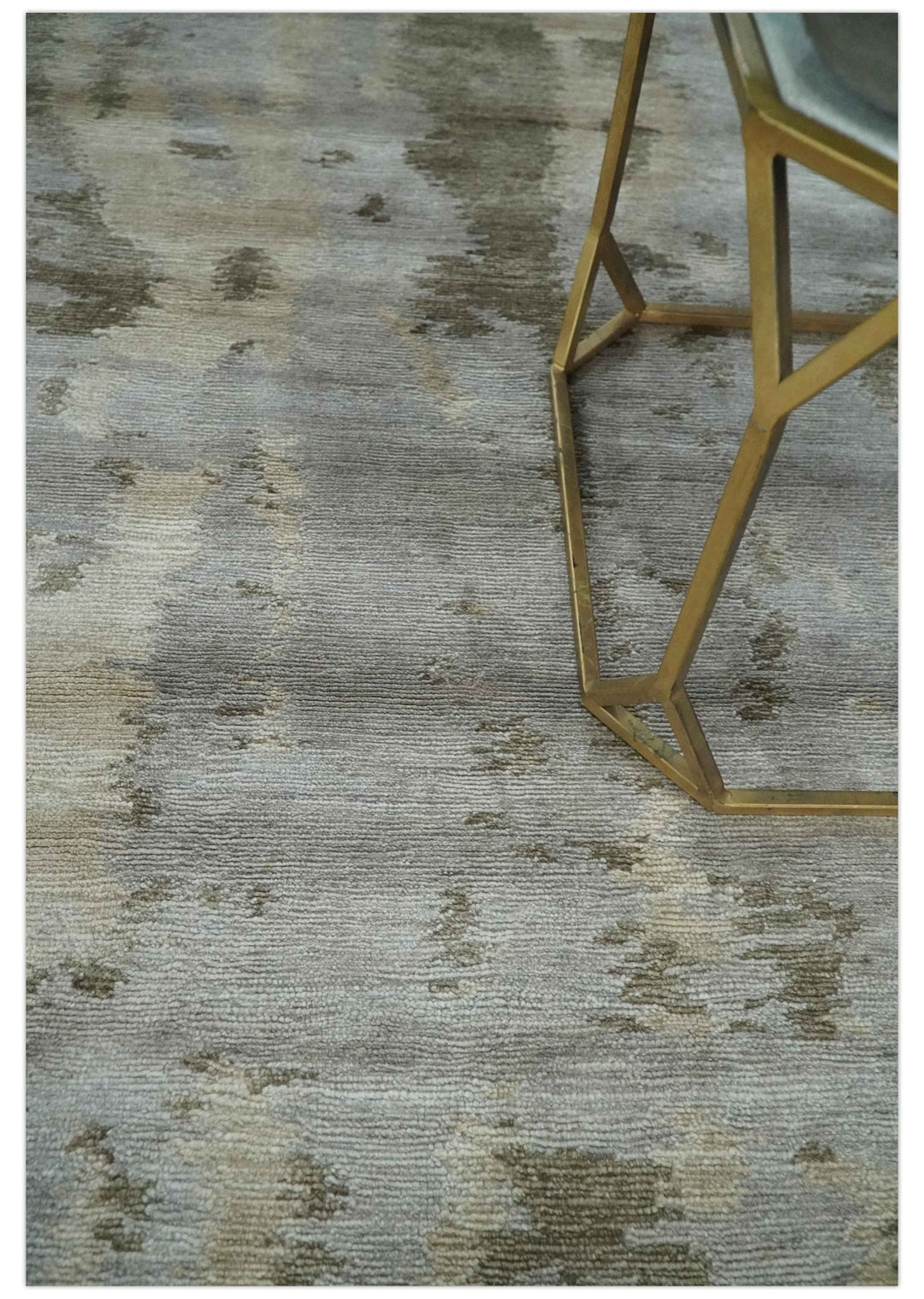 Silver, Beige and Gray Modern Abstract Hand knotted 6x9 Bamboo Silk Area Rug - The Rug Decor