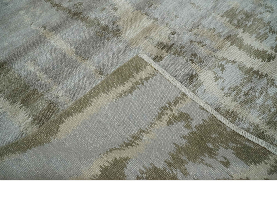 Silver, Beige and Gray Modern Abstract Hand knotted 6x9 Bamboo Silk Area Rug - The Rug Decor