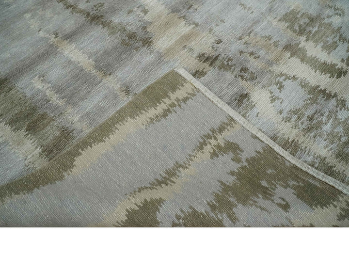 Silver, Beige and Gray Modern Abstract Hand knotted 6x9 Bamboo Silk Area Rug - The Rug Decor