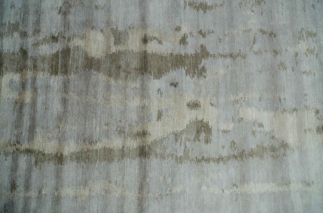 Silver, Beige and Gray Modern Abstract Hand knotted 6x9 Bamboo Silk Area Rug - The Rug Decor
