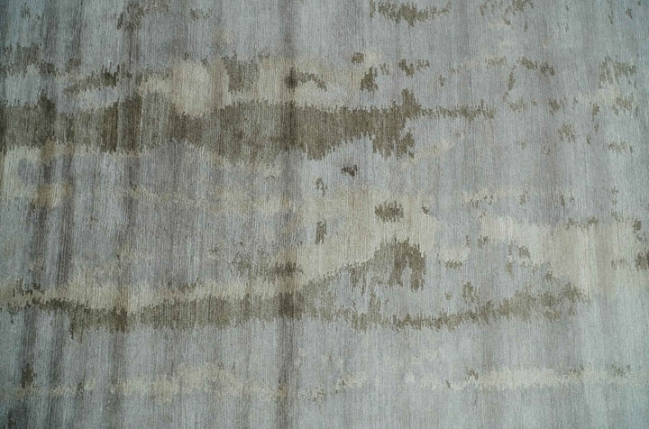 Silver, Beige and Gray Modern Abstract Hand knotted 6x9 Bamboo Silk Area Rug - The Rug Decor