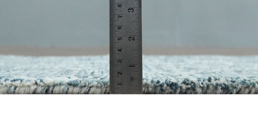 Silver, Blue and Ivory Modern Geometric Hand Tufted 2x3, 3x5, 5x8, 6x9, 8x10 and 9x12 Natural Wool Area Rug | UL55 - The Rug Decor