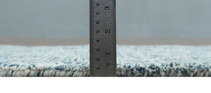 Silver, Blue and Ivory Modern Geometric Hand Tufted 2x3, 3x5, 5x8, 6x9, 8x10 and 9x12 Natural Wool Area Rug | UL55 - The Rug Decor