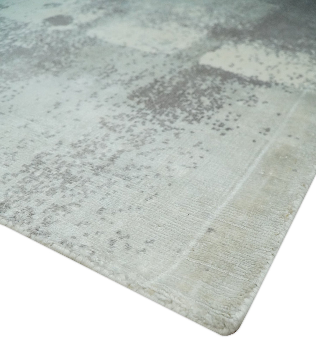 Silver, Charcoal and Ivory Modern Abstract 5x8 Hand loom viscose Area Rug - The Rug Decor