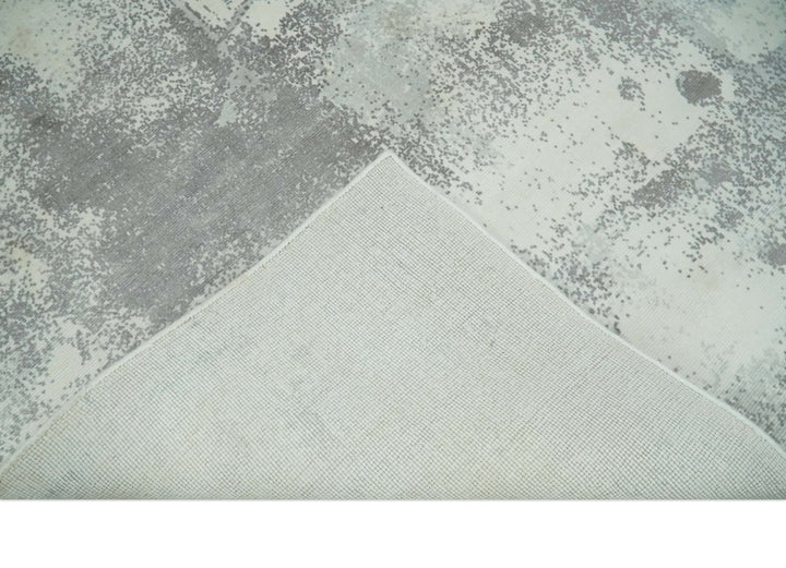 Silver, Charcoal and Ivory Modern Abstract 5x8 Hand loom viscose Area Rug - The Rug Decor