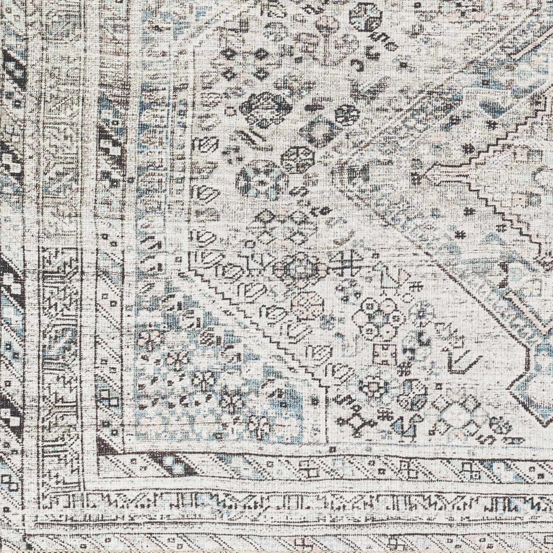 Silver, Gray and Charcoal Machine Woven Traditional Washable Turkish Rug - The Rug Decor