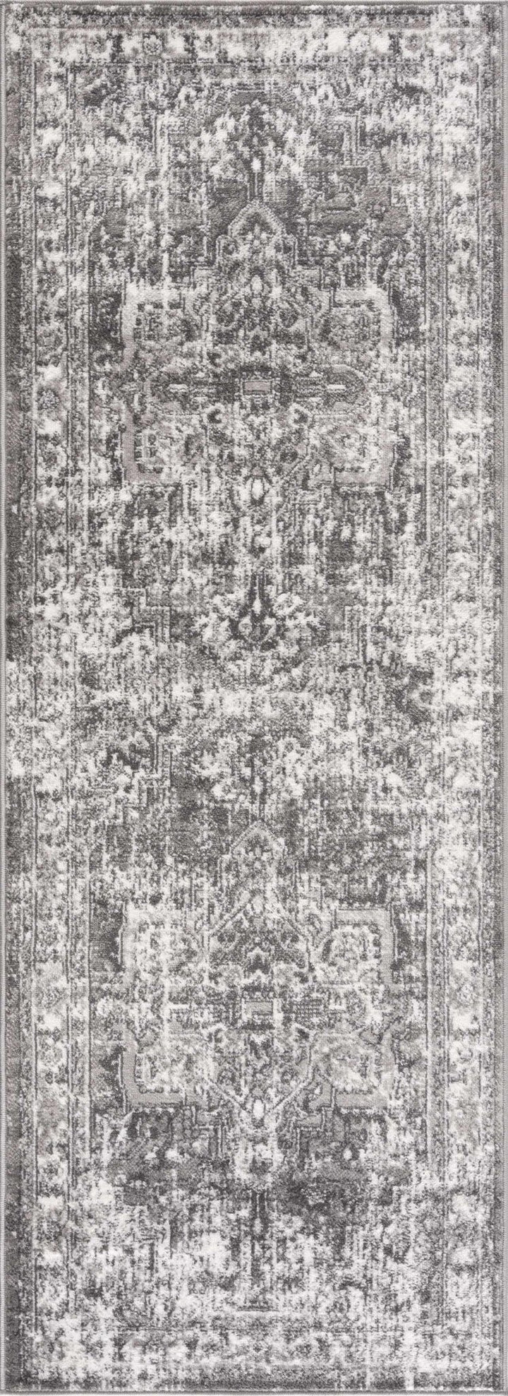 Silver, Gray and Charcoal Traditional Medallion Design Jute Backing Area Rug - The Rug Decor