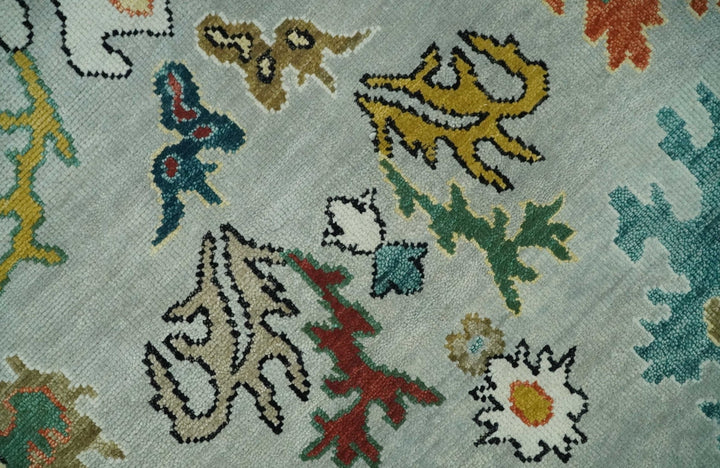 Silver, Ivory and Beige vibrant Colorful Hand knotted 8x10 and 9x12 Traditional Oushak wool Rug - The Rug Decor