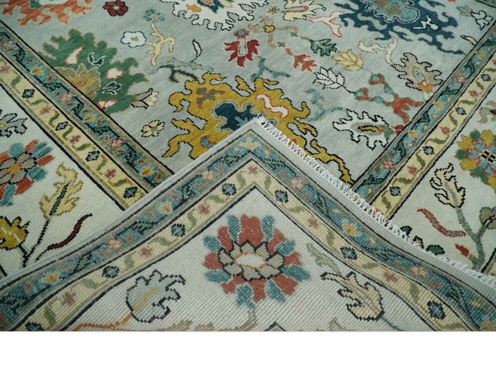 Silver, Ivory and Beige vibrant Colorful Hand knotted 8x10 and 9x12 Traditional Oushak wool Rug - The Rug Decor
