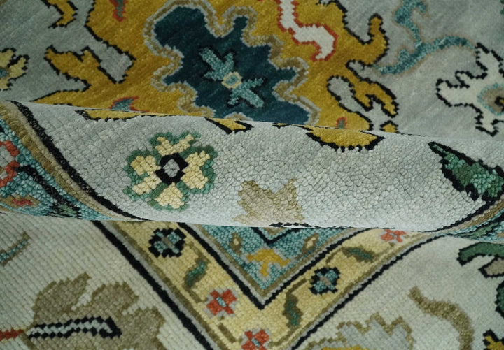 Silver, Ivory and Beige vibrant Colorful Hand knotted 8x10 and 9x12 Traditional Oushak wool Rug - The Rug Decor