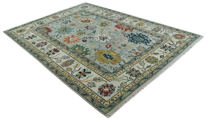 Silver, Ivory and Beige vibrant Colorful Hand knotted Multi Size Traditional Oushak wool Rug - The Rug Decor