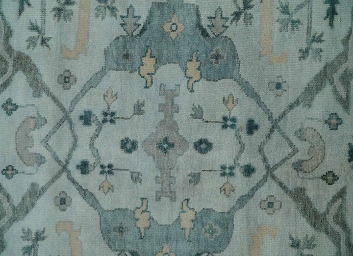Silver Oushak 8x10 Hand Knotted Blue, Silver and gray Persian Antique Wool Rug | TRDCP963810 - The Rug Decor