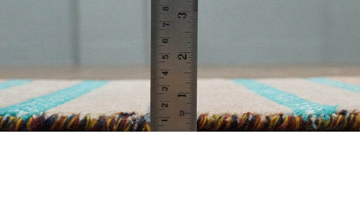 Small 1.5x2 Peach and Blue Wool Hand Knotted traditional Persian Vintage Antique Southwestern Gabbeh Rug| TRDCP347152 - The Rug Decor