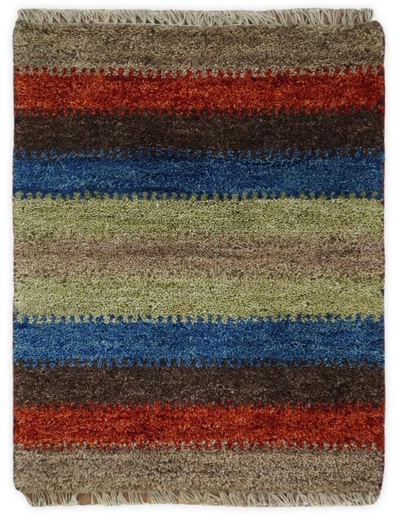 Small 1.5x2 Red, Blue and Green Wool Hand Knotted traditional Persian Vintage Antique Southwestern Gabbeh Rug| TRDCP307152 - The Rug Decor