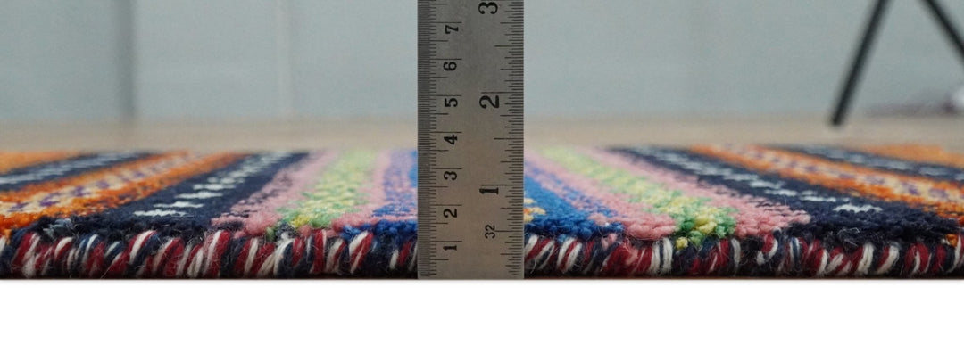 Small 1.5x2 Rust and Blue Wool Hand Knotted traditional Persian Vintage Antique Scandinavian Gabbeh Rug| TRDCP315152 - The Rug Decor