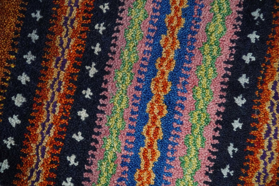 Small 1.5x2 Rust and Blue Wool Hand Knotted traditional Persian Vintage Antique Scandinavian Gabbeh Rug| TRDCP315152 - The Rug Decor