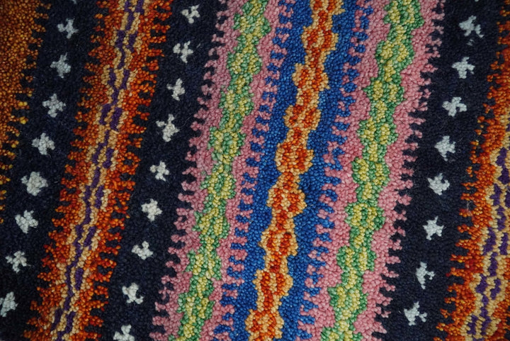 Small 1.5x2 Rust and Blue Wool Hand Knotted traditional Persian Vintage Antique Scandinavian Gabbeh Rug| TRDCP315152 - The Rug Decor