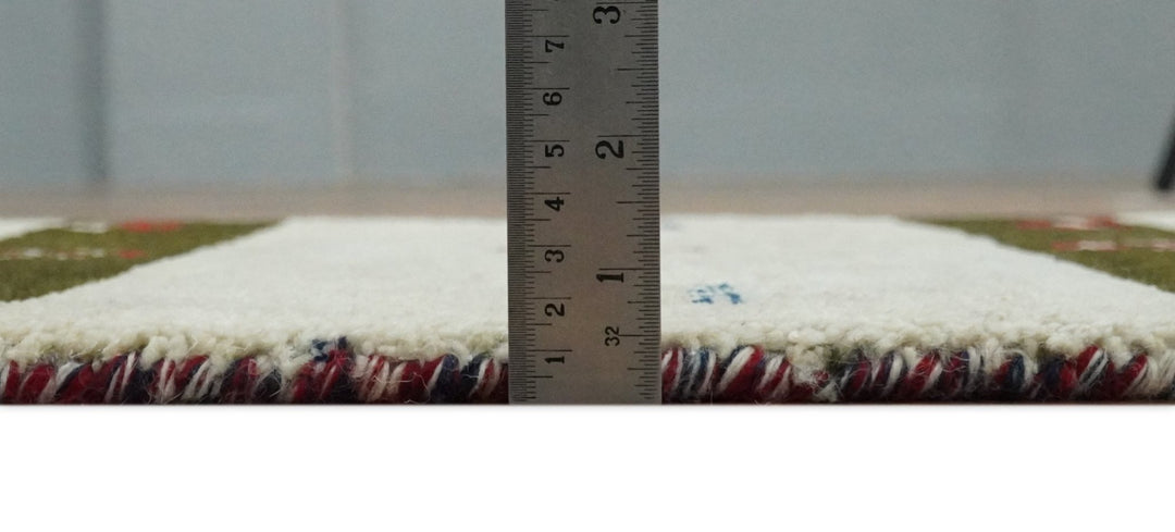 Small 1.5x2 White and Brown Wool Hand Knotted traditional Vintage Antique Southwestern Tribal Gabbeh | TRDCP356152 - The Rug Decor