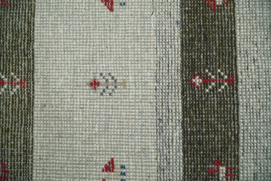 Small 1.5x2 White and Brown Wool Hand Knotted traditional Vintage Antique Southwestern Tribal Gabbeh | TRDCP356152 - The Rug Decor