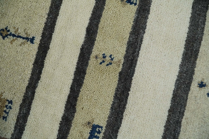 Small 1.5x2 White and Gray Wool Hand Knotted traditional Vintage Antique Southwestern Tribal Gabbeh | TRDCP357152 - The Rug Decor