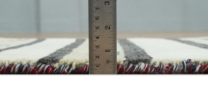 Small 1.5x2 White and Gray Wool Hand Knotted traditional Vintage Antique Southwestern Tribal Gabbeh | TRDCP357152 - The Rug Decor