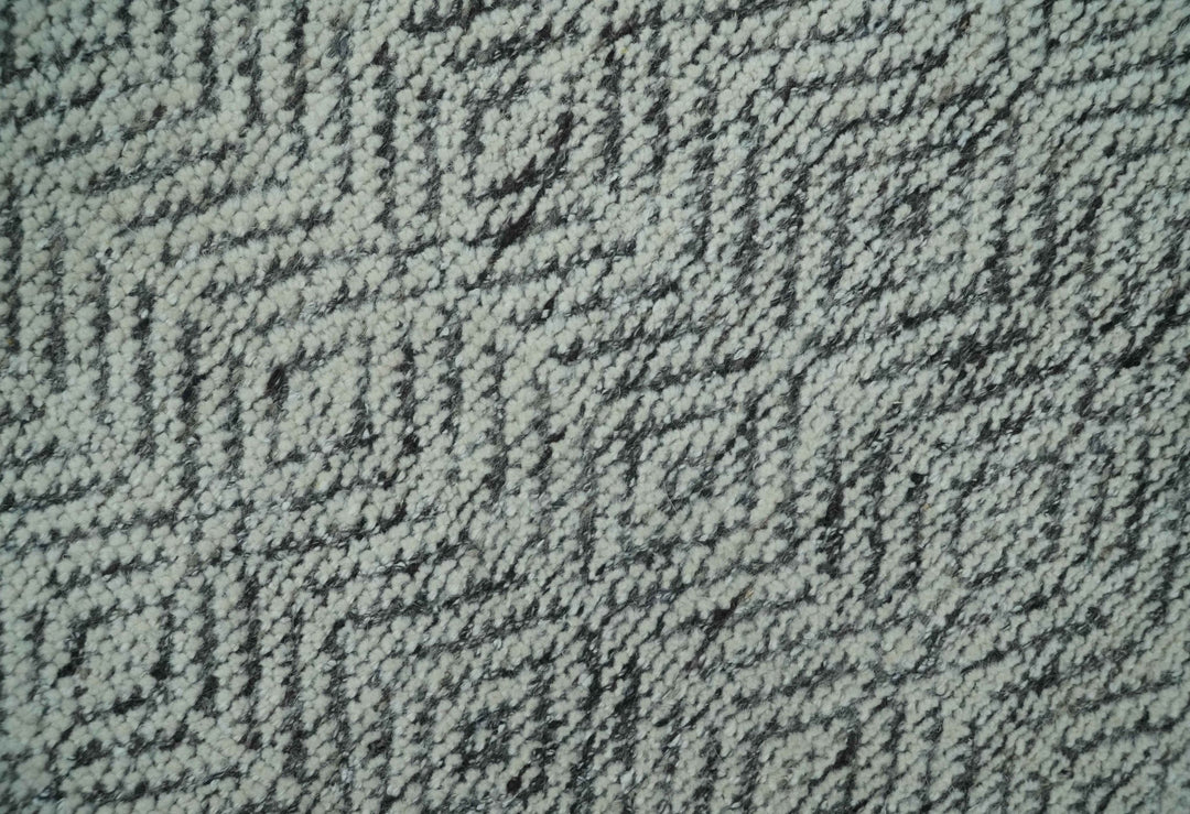Small 2x3 Hand Knotted Ivory and Charcoal Tribal Design Wool Rug - The Rug Decor