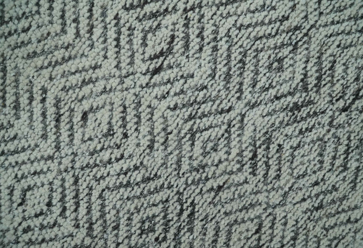 Small 2x3 Hand Knotted Ivory and Charcoal Tribal Design Wool Rug - The Rug Decor