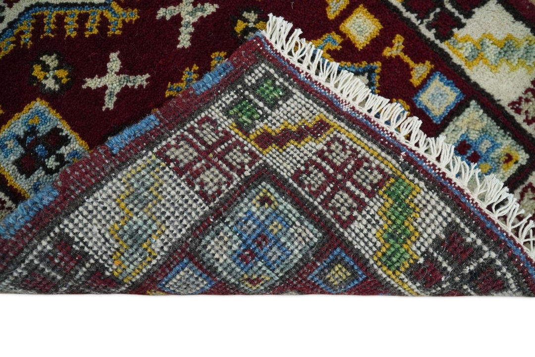 Small 2x3 Red and Beige Wool Hand Knotted traditional Persian Vintage Antique Southwestern Kazak | TRDCP20223 - The Rug Decor