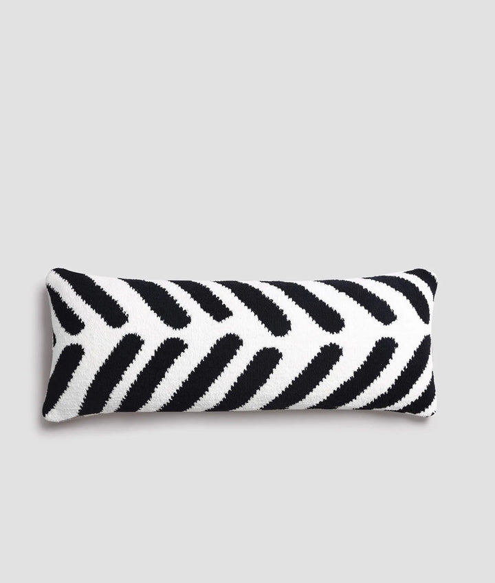 Soft And Comfy Black and White Chevron Tulum Lumbar Pillow - The Rug Decor