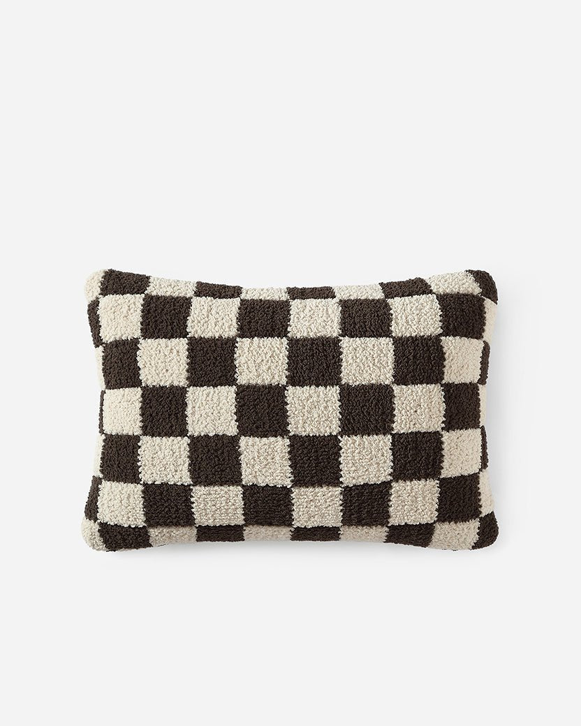 Soft and Comfy Mardi Gras and Midnight - Off White, Moss - Sahara Tan and Mocha - Sahara Tan Checkerboard Mini Pillow - The Rug Decor