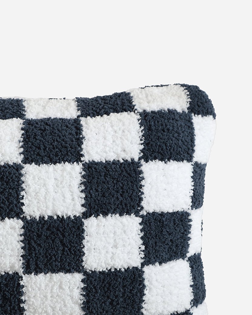 Soft and Comfy Mardi Gras and Midnight - Off White, Moss - Sahara Tan and Mocha - Sahara Tan Checkerboard Mini Pillow - The Rug Decor